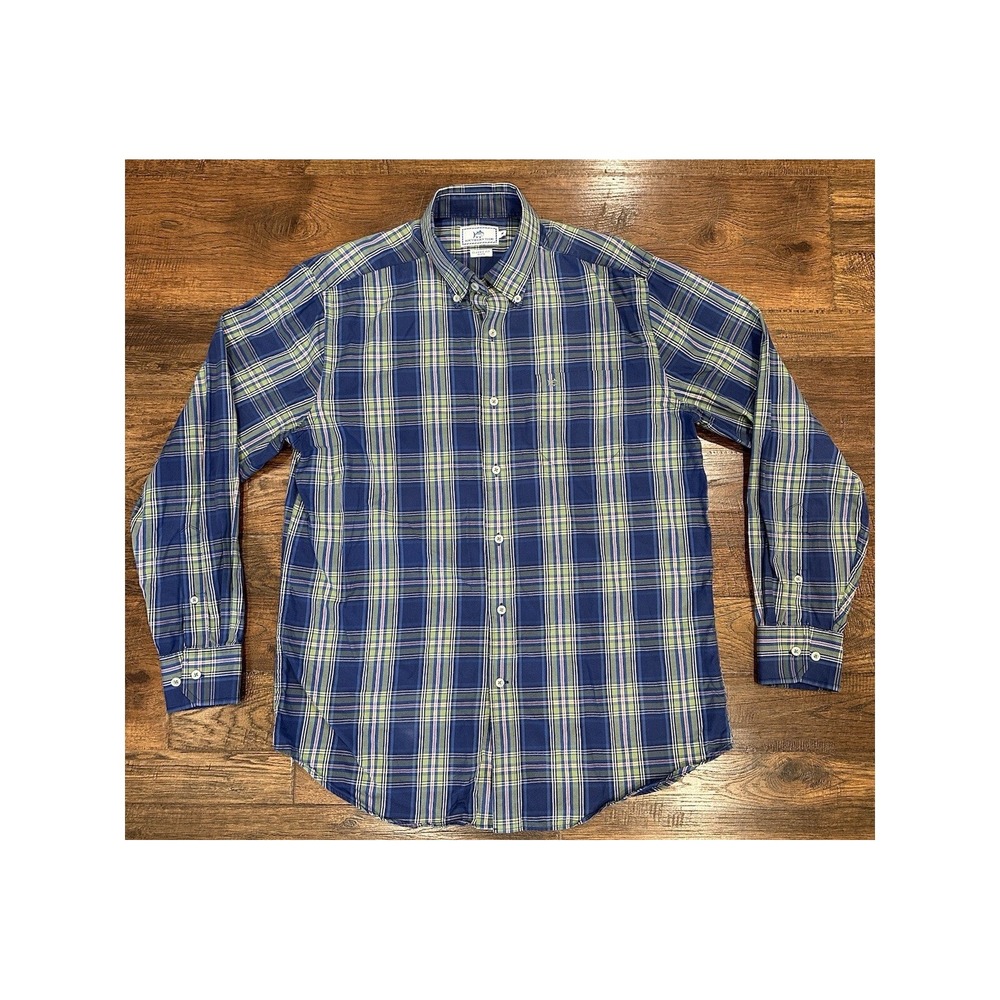 Southern Tide Button Down Shirt Mens M Blue Plaid Classic Fit Long Sleeve - Picture 2 of 8